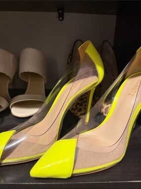 SCHUTZ Neon Yellow Pointed PVC Stiletto Pump